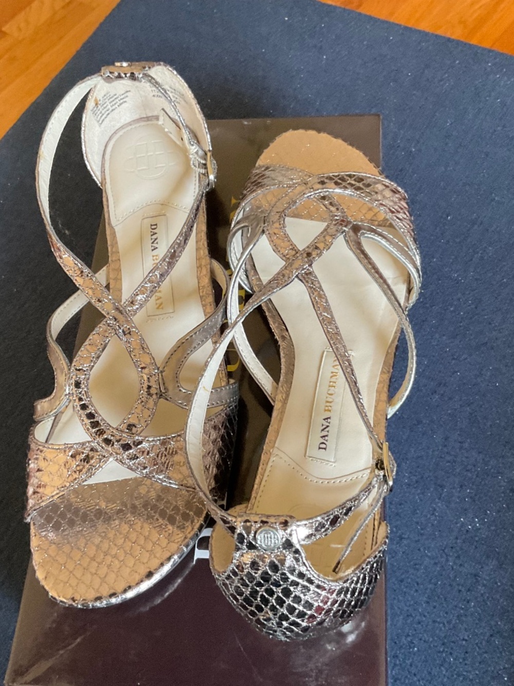 Dana Bachman silver dress sandals,size 8m